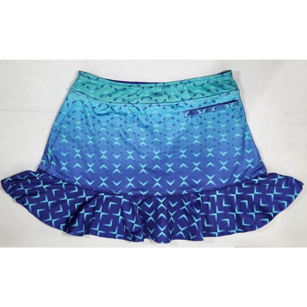 Slazenger Golf Skort Skirt Geometric Multicolor Ruffle Back Pocket Size Med